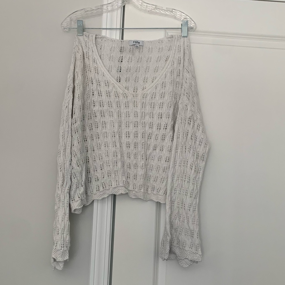 White crochet sweater